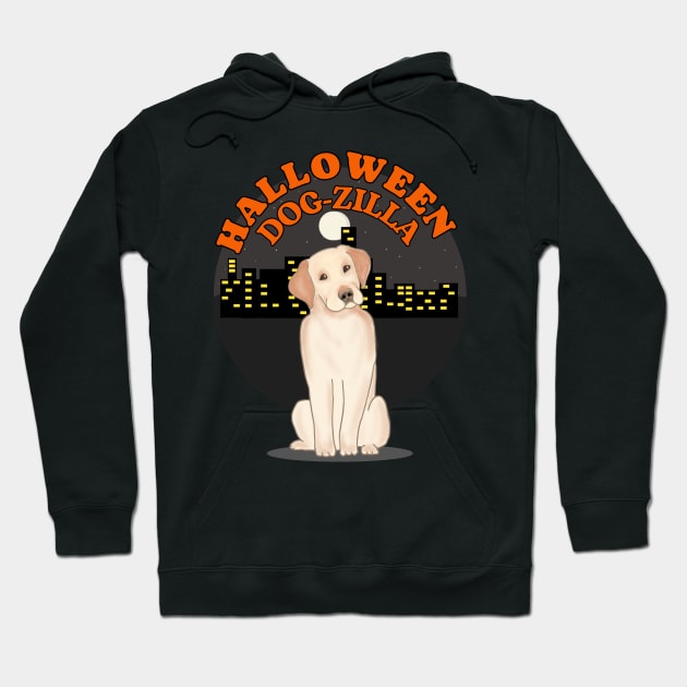 Cute Halloween yellow labrador dog as Dog-Zilla Hoodie by Shean Fritts 